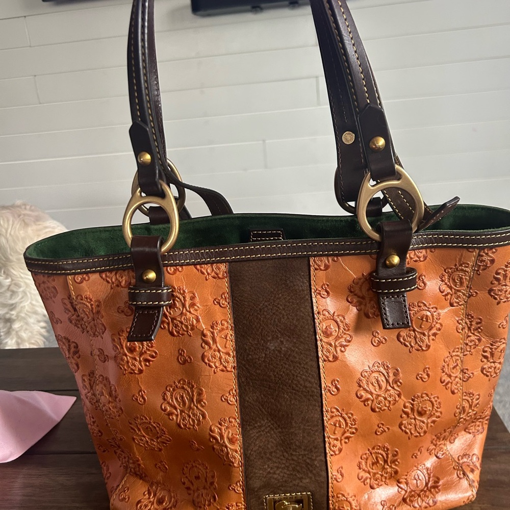 Elegant Orange and Brown Embossed Tote Bag